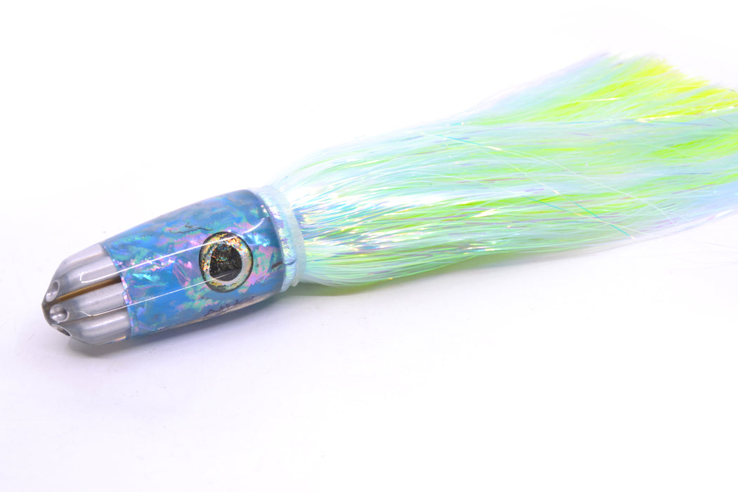 Ali'i Kai Lures Blue Awabi Six Shooter 9" 6oz Flashabou Ice Blue/Fluorescent Yellow