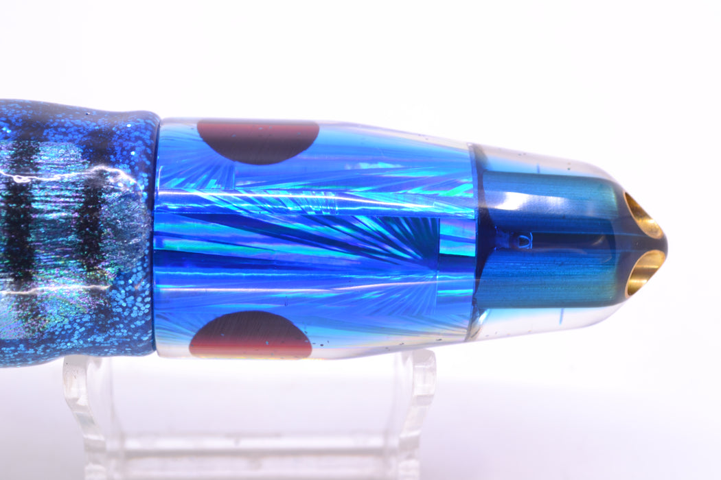 Tanigawa Lures Silver Starburst Blue Back 2-Hole Bullet 9"+ 10.5oz Skirted Blue Aurora/Pink GZE