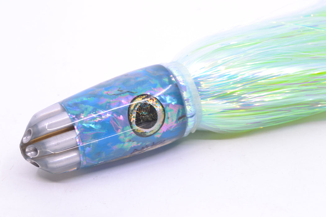Ali'i Kai Lures Blue Awabi Six Shooter 9" 6oz Flashabou Ice Blue/Fluorescent Yellow