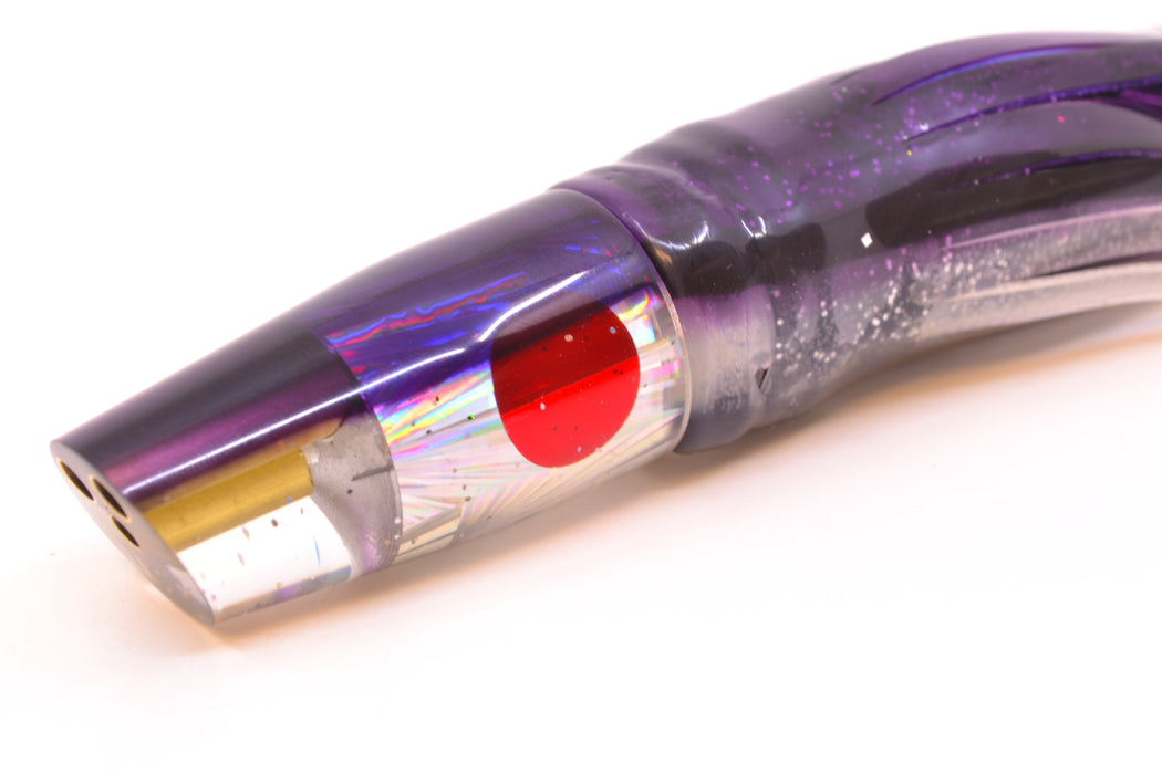Tanigawa Lures Silver Starburst Purple Back 2-Hole Slant 7" 9.6oz Skirted Purple Skipjack GZE