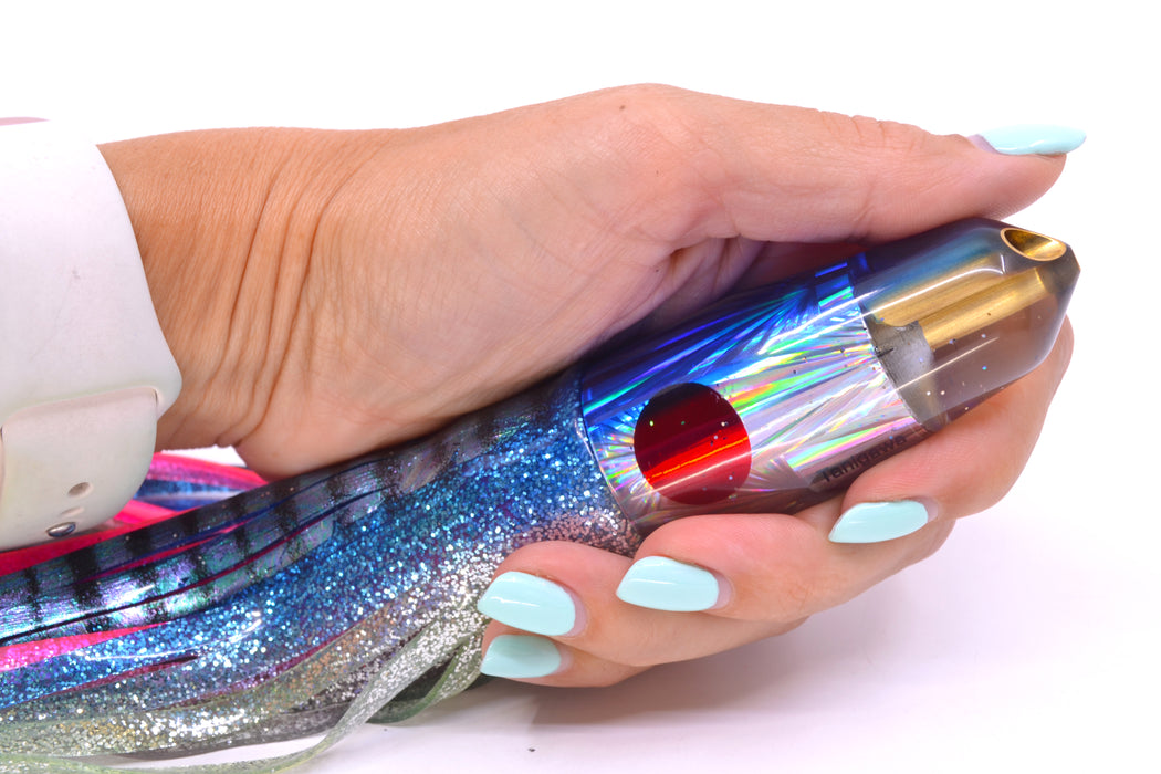 Tanigawa Lures Silver Starburst Blue Back 2-Hole Bullet 9"+ 10.5oz Skirted Blue Aurora/Pink GZE