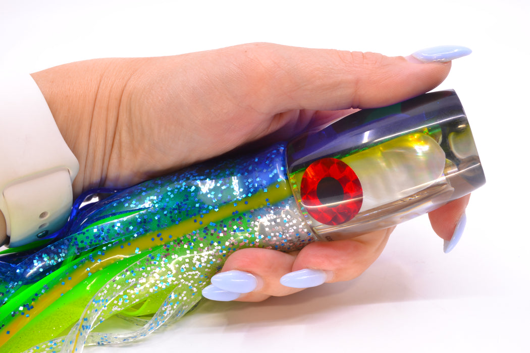 Coggin Lures White MOP Blue-Yellow Back Medium Copalure Invert 10" 8oz Skirted