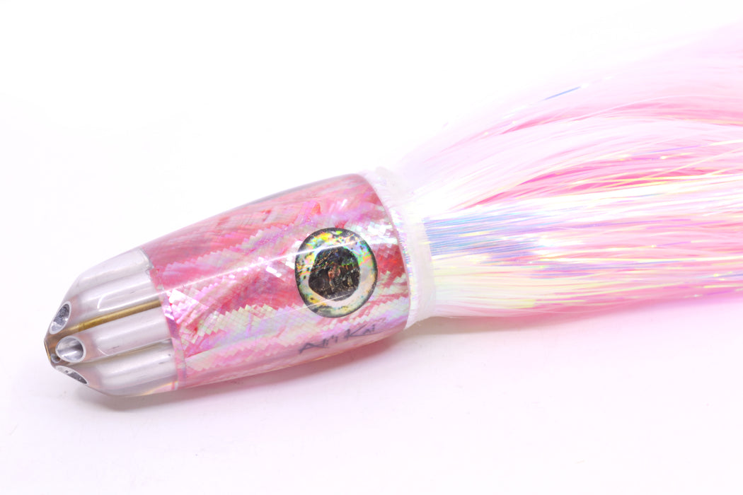 Ali'i Kai Lures Pink Awabi Six Shooter 9" 6oz Flashabou White/Pink