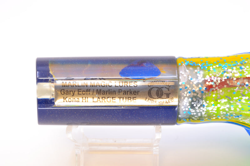 Marlin Magic Lures Golden MOP Blue Back Red Eyes Large Tube 12" 8oz Skirted