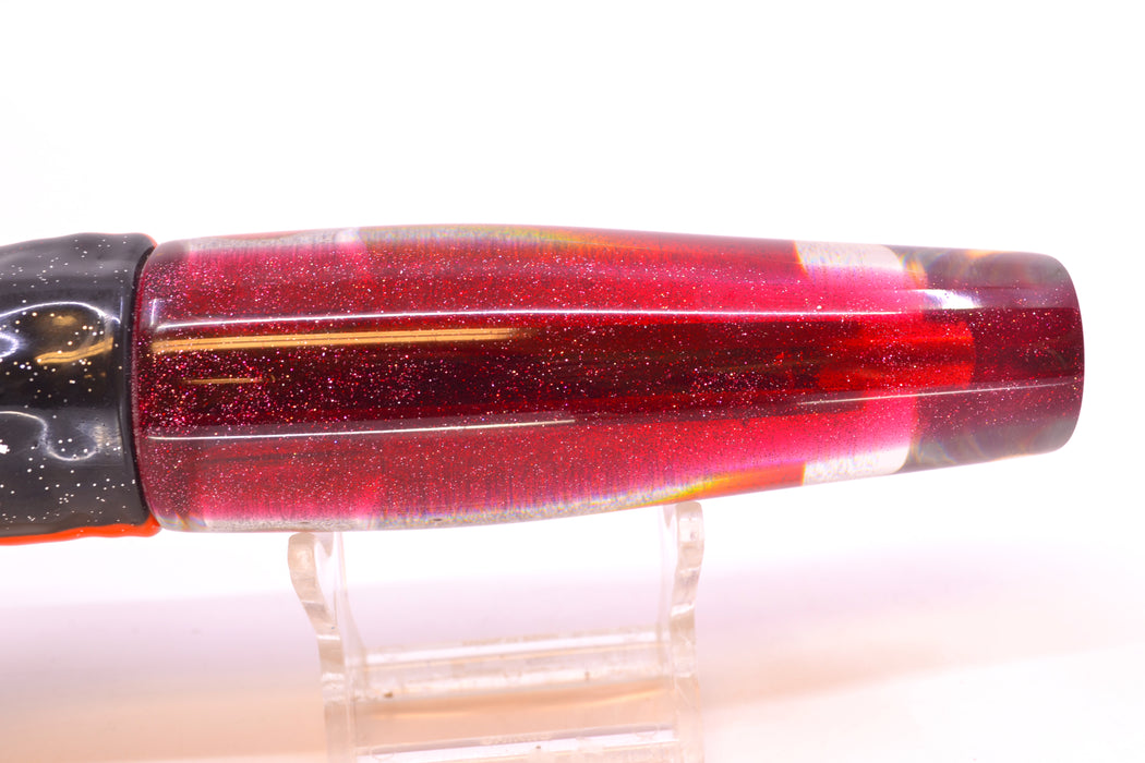Coggin Lures Red Mirrored Red Back Old Style Stick Swimmer 12" 8oz Skirted Black & Red GZE