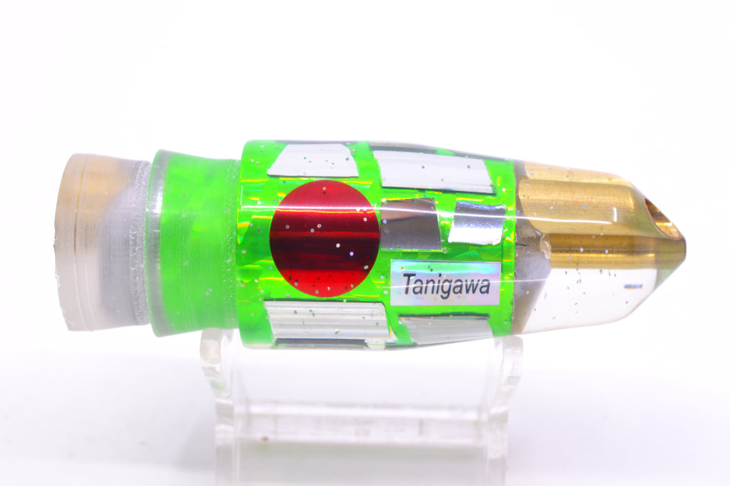 Tanigawa Lures Green Rainbow Cracked Glass Red Eyes 2-Hole Bullet 9"+ 7.8oz GZE