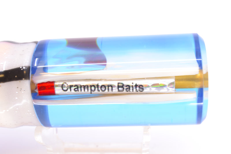 Crampton Baits Real White MOP Blue Back Red Eyes Flat Face Tube 12" 7oz Skirted Gay Bob