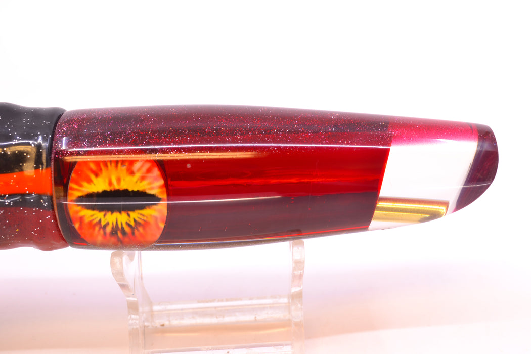 Coggin Lures Red Mirrored Red Back Old Style Stick Swimmer 12" 8oz Skirted Black & Red GZE