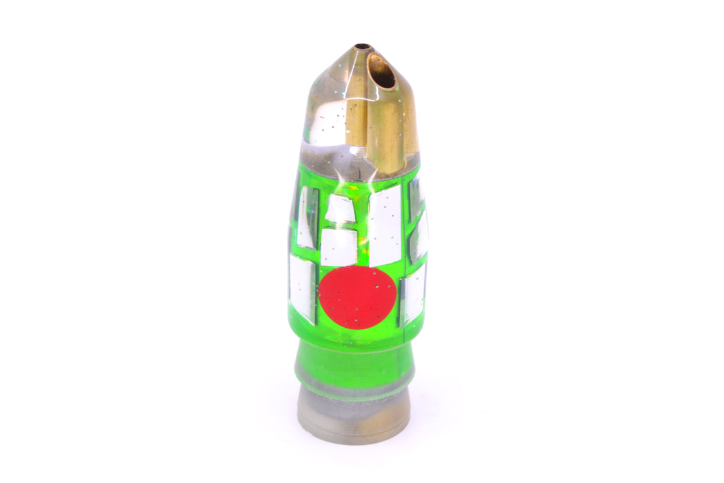 Tanigawa Lures Green Rainbow Cracked Glass Red Eyes 2-Hole Bullet 9"+ 7.8oz GZE