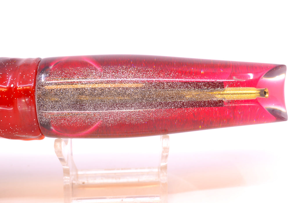Coggin Lures Red Mirrored Red Back Old Style Stick Swimmer 12" 8oz Skirted Black & Red GZE