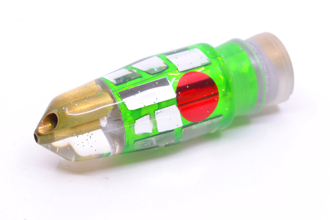 Tanigawa Lures Green Rainbow Cracked Glass Red Eyes 2-Hole Bullet 9"+ 7.8oz GZE