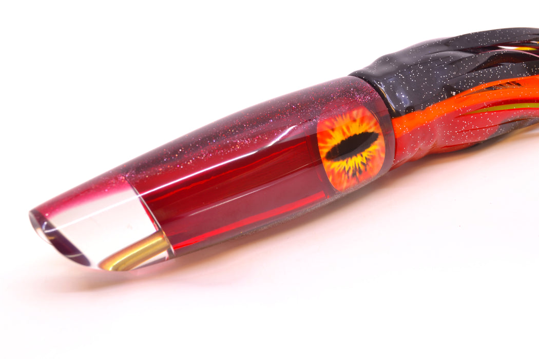 Coggin Lures Red Mirrored Red Back Old Style Stick Swimmer 12" 8oz Skirted Black & Red GZE