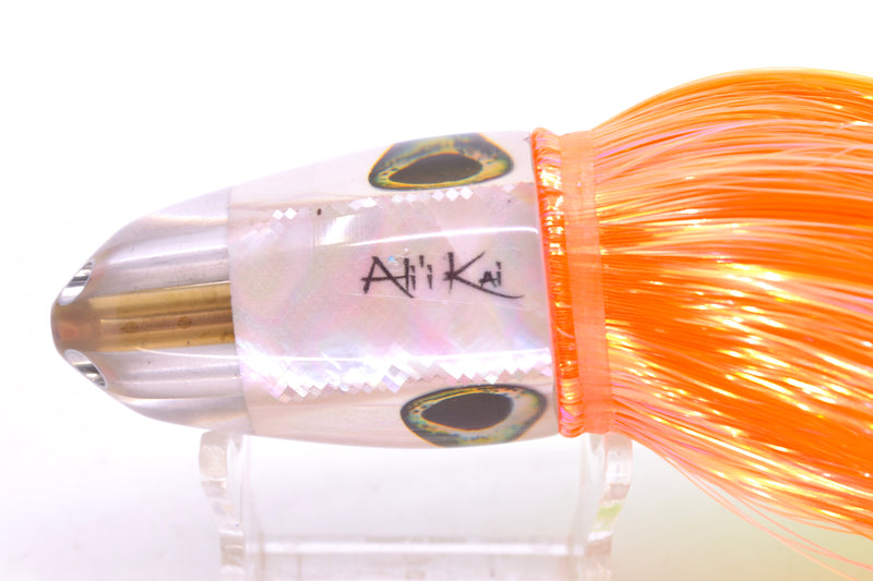 Ali'i Kai Lures White Awabi Shell UFO Jet 9"+ 6.5oz Strobez Green-Orange