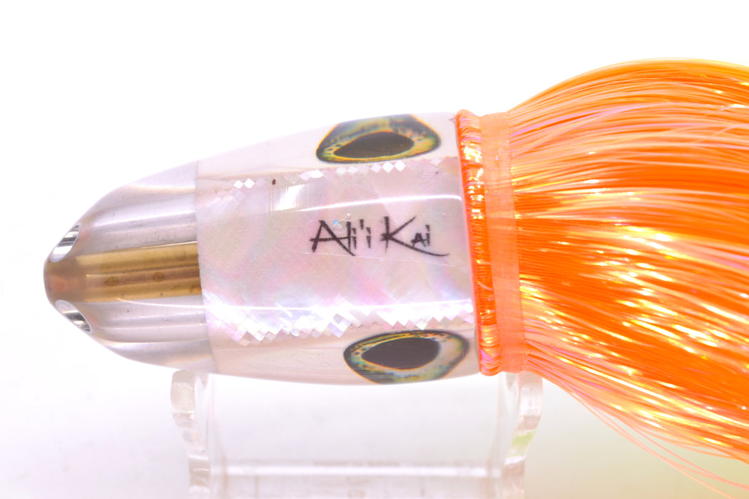 Ali'i Kai Lures White Awabi Shell UFO Jet 9"+ 6.5oz Strobez Green-Orange