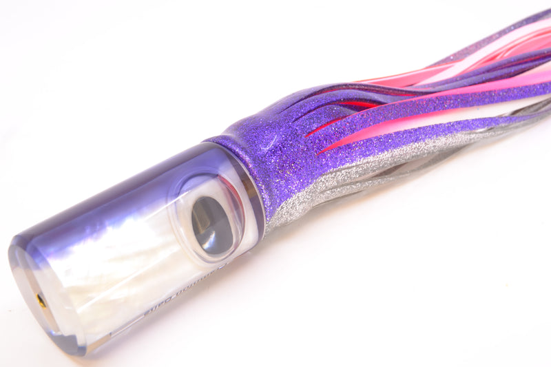 Crampton Baits Real White MOP Purple Back Flat Face Tube 12" 7oz Skirted Purple-Silver