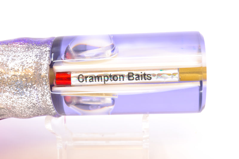 Crampton Baits Real White MOP Purple Back Flat Face Tube 12" 7oz Skirted Purple-Silver