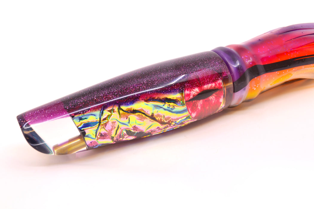 Coggin Lures Pink-Green Dichro Purple Back Old Style Stick Swimmer 12" 8oz Skirted Skipjack GZE
