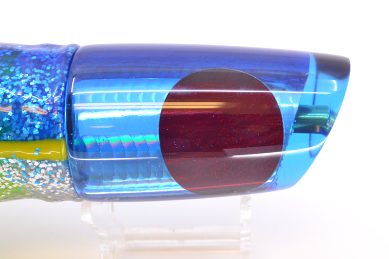 Koya Lures Ice Blue Rainbow Red Eyes Straight Runner 12" 9.5oz Skirted Blue-Yellow-Silver