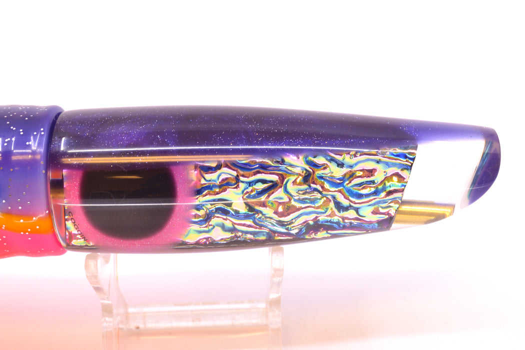 Coggin Lures Purple-Green Dichro Purple Back Old Style Stick Swimmer 12" 8oz Skirted GZE