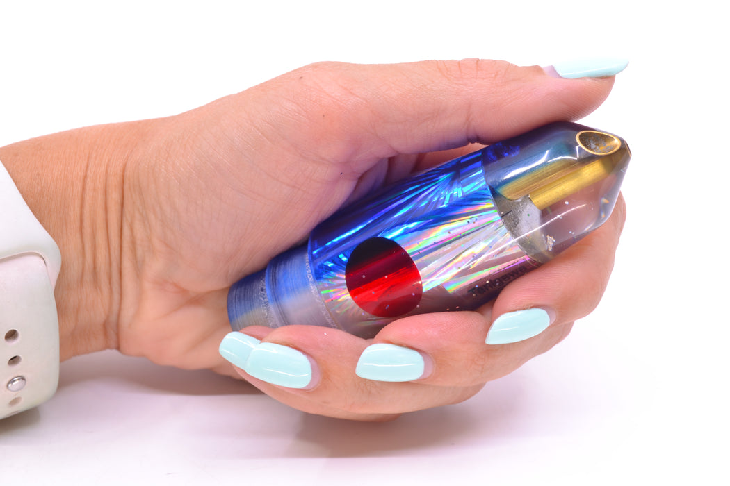 Tanigawa Lures Silver Rainbow Starburst Blue Back Red Eyes 2-Hole Bullet 9"+ 7.8oz GZE