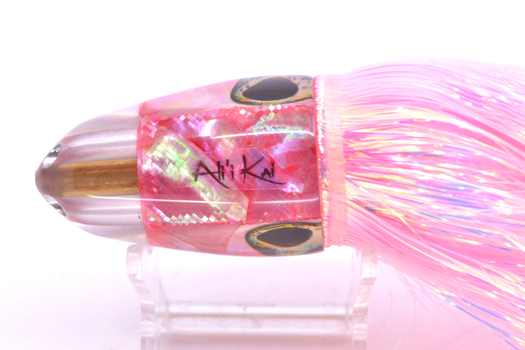 Ali'i Kai Lures Pink MOP UFO Jet 9"+ 6.5oz Flashabou Pink/White