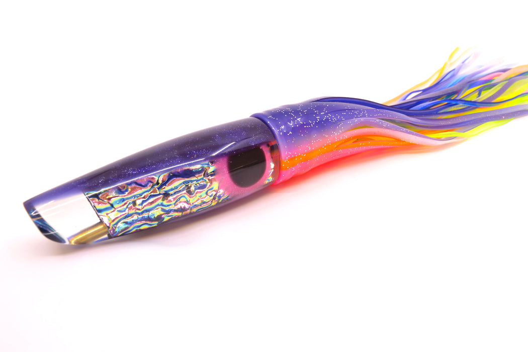 Coggin Lures Purple-Green Dichro Purple Back Old Style Stick Swimmer 12" 8oz Skirted GZE