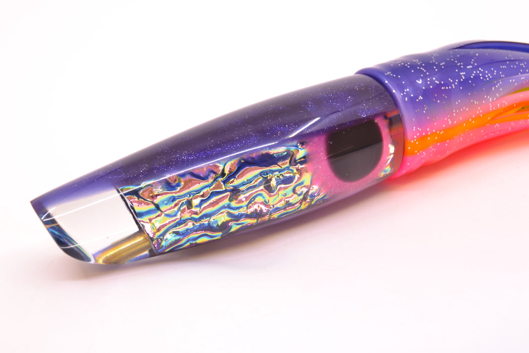 Coggin Lures Purple-Green Dichro Purple Back Old Style Stick Swimmer 12" 8oz Skirted GZE