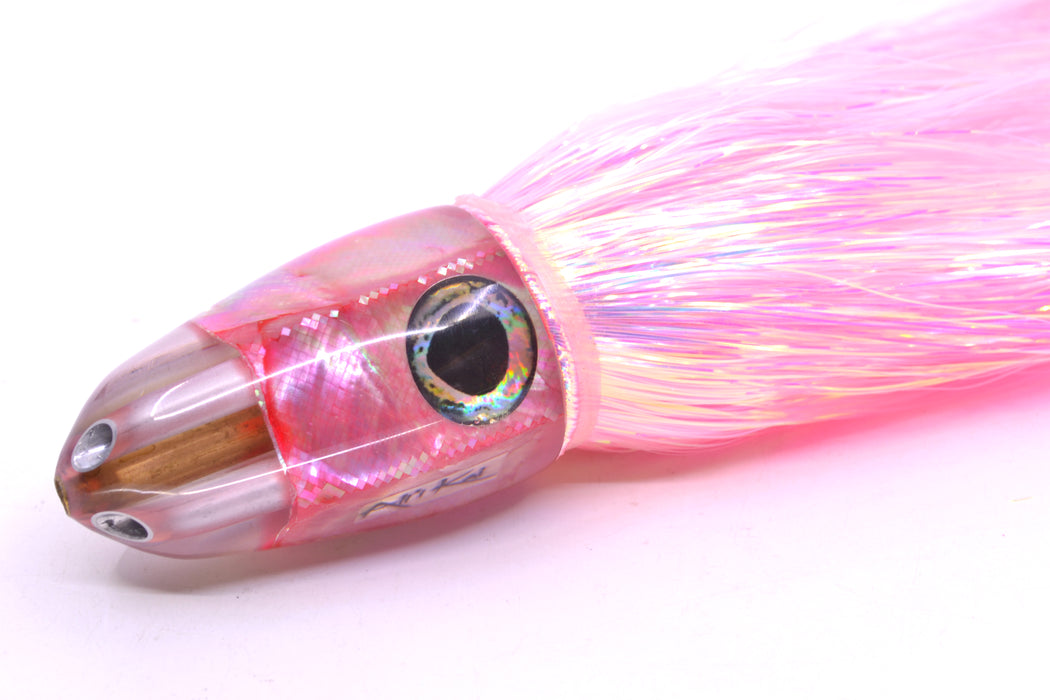 Ali'i Kai Lures Pink MOP UFO Jet 9"+ 6.5oz Flashabou Pink/White