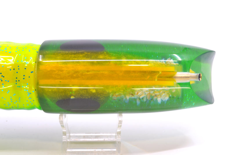 Coggin Lures Yellow S&P Green-Blue Back 70's Tado Swimmer 16" 22oz Skirted Mahi