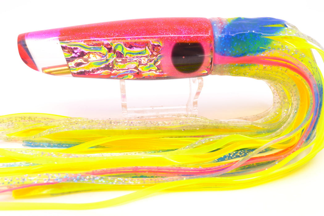 Coggin Lures Pink-Green Dichro Pink Back Old Style Stick Swimmer 12" 8oz Skirted Blue Bars GZE