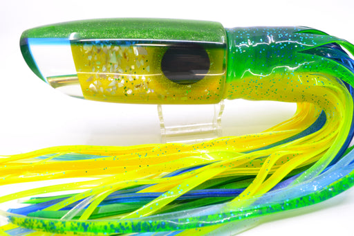 copa fishing lures tado Tsutomu Black-Green Fish Head Ante Plunger 12" 7.5oz Fire Tailz Vinyl Green Drip wire construction Rigged with classic eyeless hooks Coggin Tado XXL Angle 45