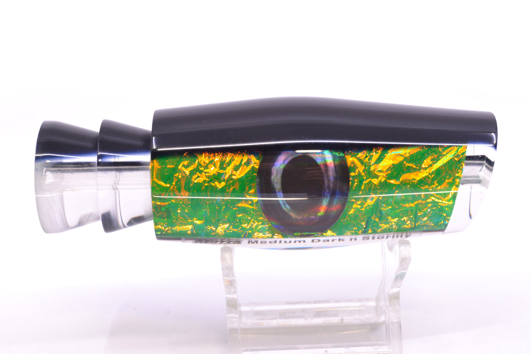 Moyes Lures Green-Orange Dichro Black Back Taxi Eyes Medium Dark-N-Stormy 12" 5oz