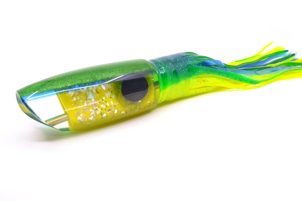 Coggin Lures Yellow S&P Green-Blue Back 70's Tado Swimmer 16" 22oz Skirted Mahi