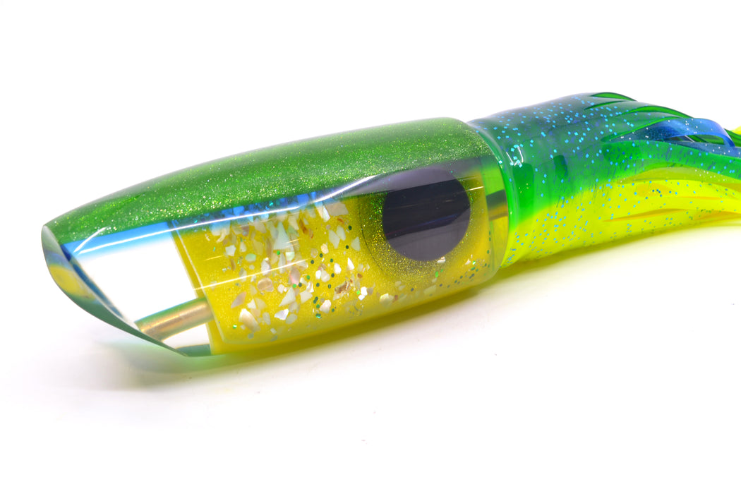 Coggin Lures Yellow S&P Green-Blue Back 70's Tado Swimmer 16" 22oz Skirted Mahi