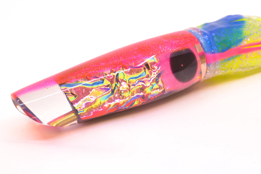 Coggin Lures Pink-Green Dichro Pink Back Old Style Stick Swimmer 12" 8oz Skirted Blue Bars GZE