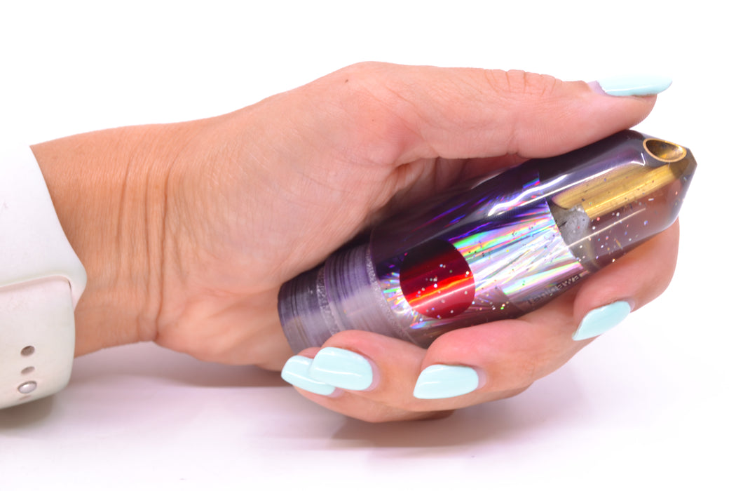 Tanigawa Lures Silver Rainbow Starburst Purple Back Red Eyes 2-Hole Bullet 9"+ 7.8oz GZE