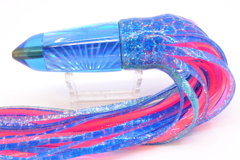 Koya Lures Blue Rainbow Starburst AK Bullet 9" 9oz Skirted Blue Dots/Pink