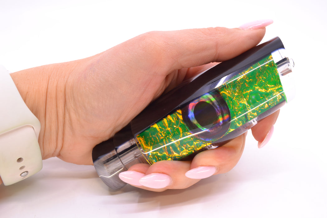 Moyes Lures Green-Orange Dichro Black Back Taxi Eyes Medium Dark-N-Stormy 12" 5oz