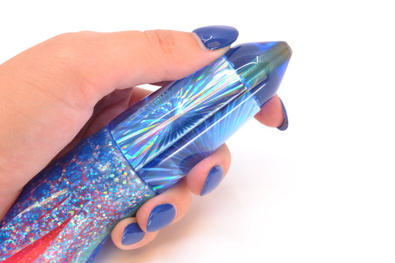 Koya Lures Blue Rainbow Starburst AK Bullet 9" 9oz Skirted Blue Dots/Pink