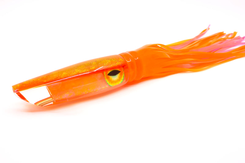 Coggin Lures Orange Pearl Glass Gold-Orange Back Old Style Stick Swimmer 12" 8oz Skirted