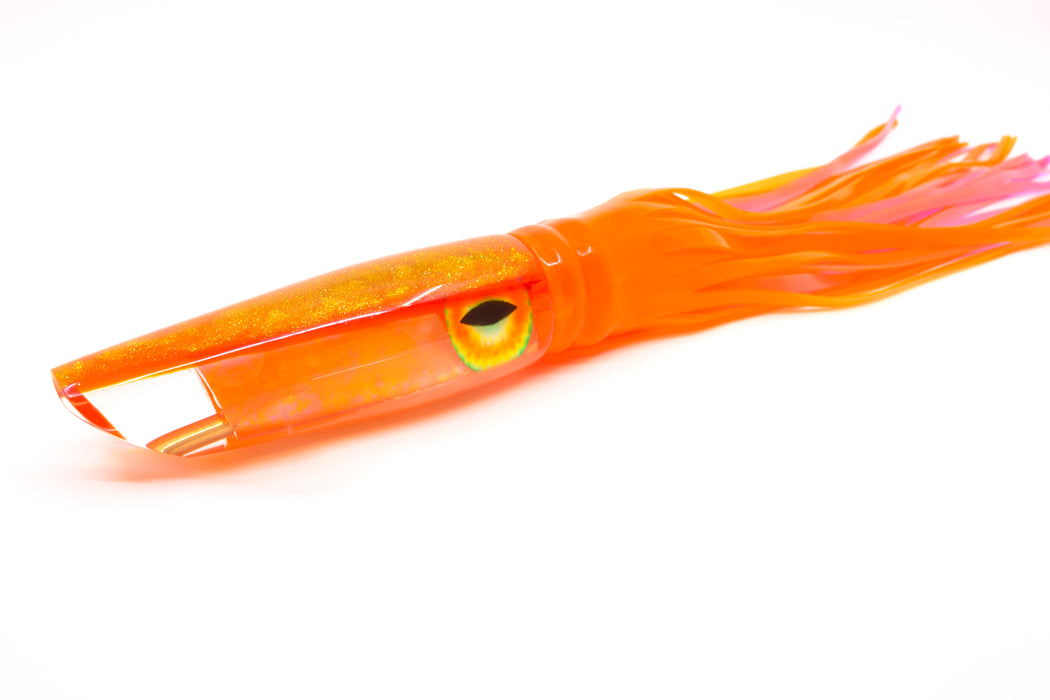 Coggin Lures Orange Pearl Glass Gold-Orange Back Old Style Stick Swimmer 12" 8oz Skirted GZE