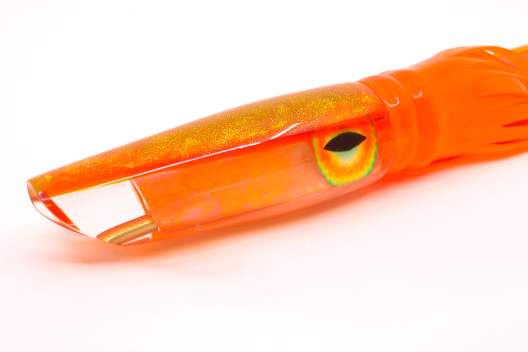 Coggin Lures Orange Pearl Glass Gold-Orange Back Old Style Stick Swimmer 12" 8oz Skirted GZE