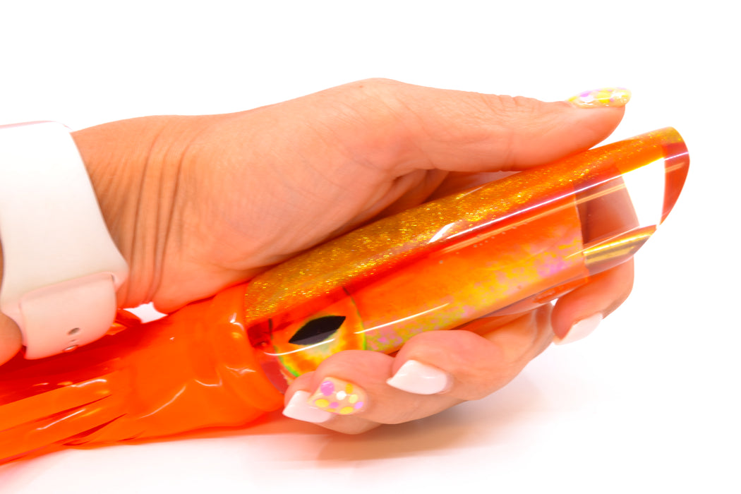Coggin Lures Orange Pearl Glass Gold-Orange Back Old Style Stick Swimmer 12" 8oz Skirted GZE
