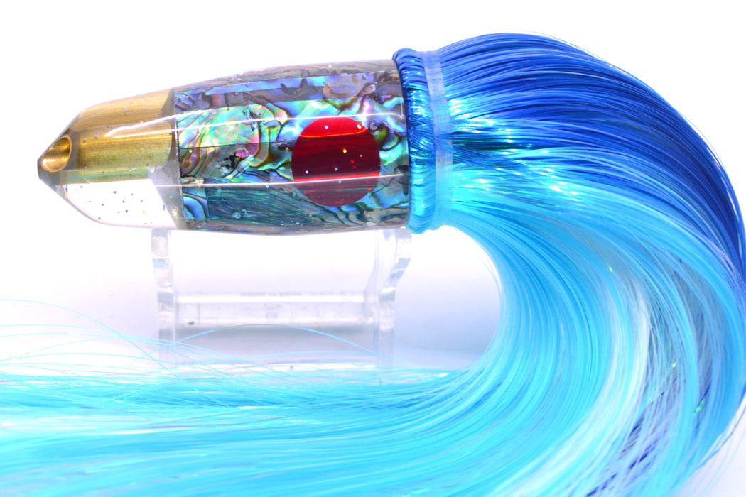 Tanigawa Lures Paua Shell Red Eyes 2-Hole Bullet 9"+ 8.5oz Strobez Royal Blue-Ice Blue GZE