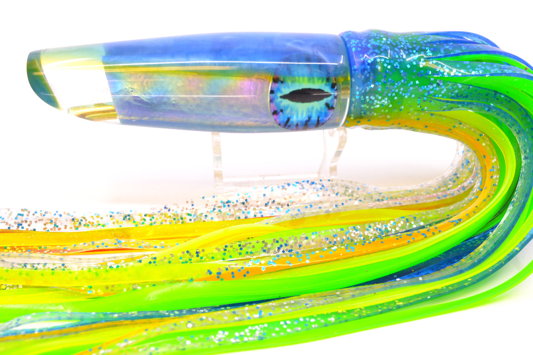 Coggin Lures Ice Blue Pearl Glass Blue-Yellow Back Old Style Stick Swimmer 12" 8oz Skirted GZE