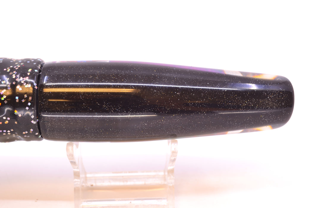 Coggin Lures Black Pearl Glass Black Back Old Style Stick Swimmer 12" 8oz Skirted Black GZE