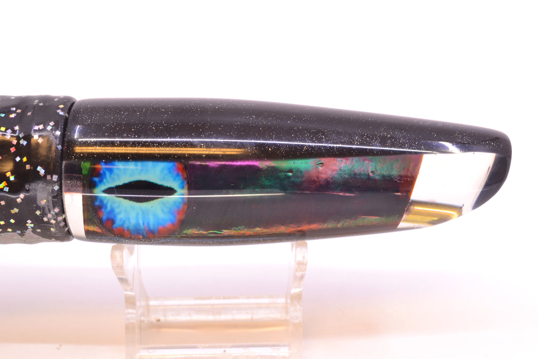 Coggin Lures Black Pearl Glass Black Back Old Style Stick Swimmer 12" 8oz Skirted Black GZE