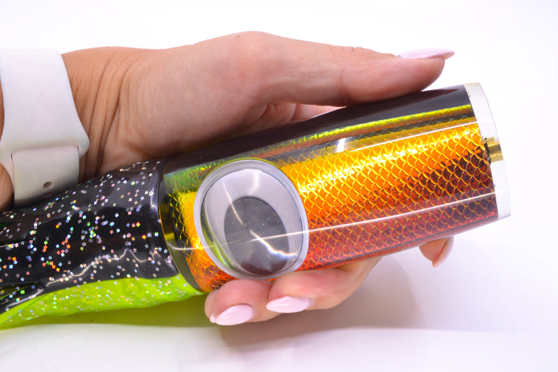 Koya Lures Black Pearl Rainbow Scale Doll Eyes Hard Head 14" 14.5oz Skirted Magic Johnson