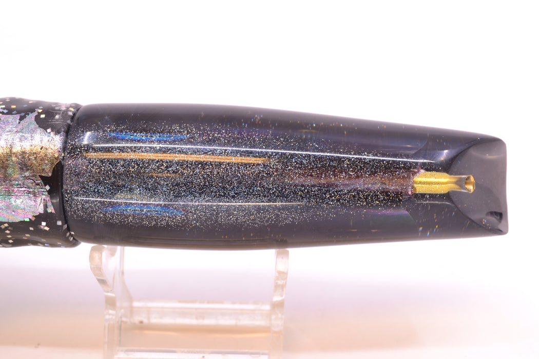 Coggin Lures Black Pearl Glass Black Back Old Style Stick Swimmer 12" 8oz Skirted Black GZE