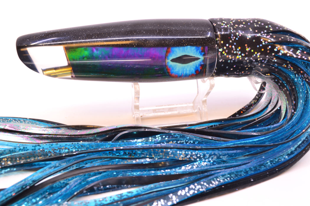 Coggin Lures Black Pearl Glass Black Back Old Style Stick Swimmer 12" 8oz Skirted Black GZE